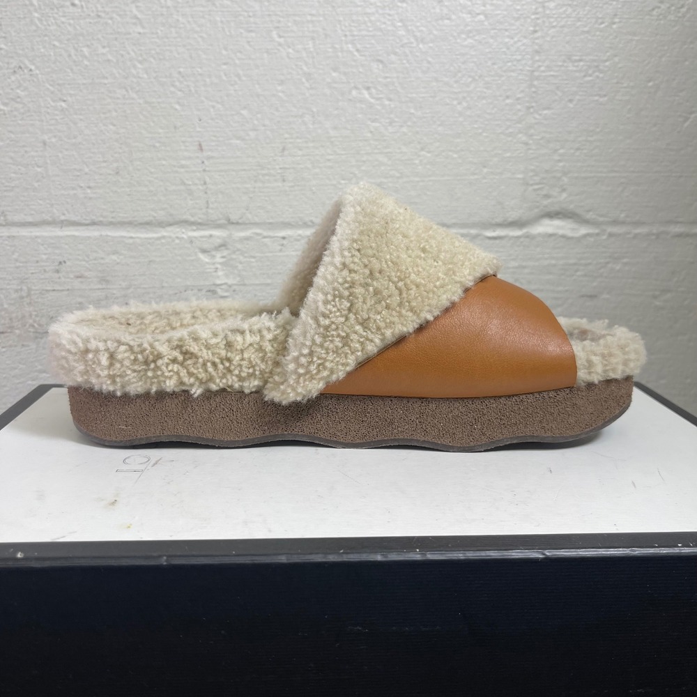Chloe Woody Natural & Ochre Shearling Slide - Picture 3 of 11